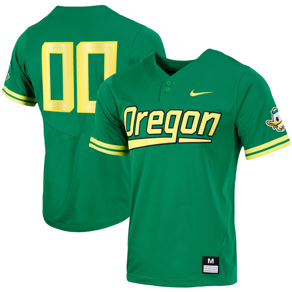 Custom Oregon Ducks Baseball Green Two Button Jersey - All Stitched