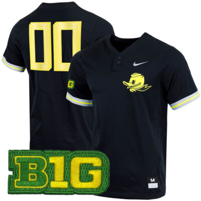 Custom Oregon Ducks Baseball Black Two Button Jersey - All Stitched