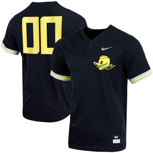 Custom Oregon Ducks Baseball Black Two Button Jersey - All Stitched