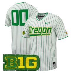 Custom Oregon Ducks Baseball White Pinstripe Jersey - All Stitched