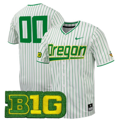 Custom Oregon Ducks Baseball White Pinstripe Jersey - All Stitched