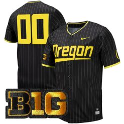 Custom Oregon Ducks Baseball Black Pinstripe Jersey - All Stitched