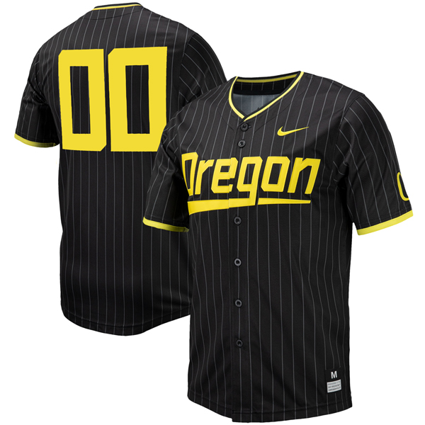 Custom Oregon Ducks Baseball Black Pinstripe Jersey - All Stitched