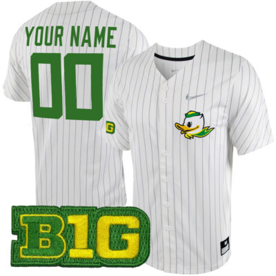 Custom Oregon Ducks Baseball White Silver Pinstripe Jersey - All Stitched