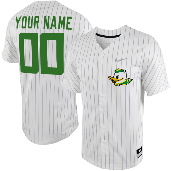 Custom Oregon Ducks Baseball White Silver Pinstripe Jersey - All Stitched