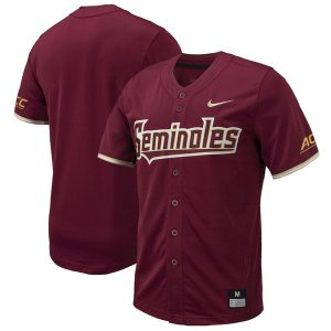 Florida State Seminoles Baseball Garnet Full Button Jersey w/ ACC Patch - All Stitched
