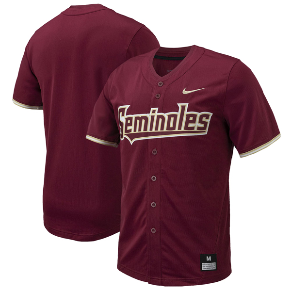 Florida State Seminoles Baseball Garnet Full Button Jersey - All Stitched