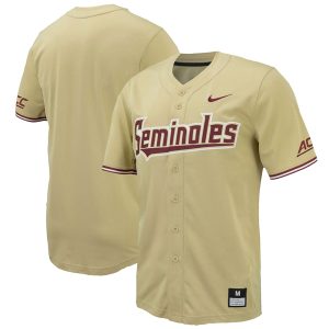 Florida State Seminoles Baseball Gold Full Button Jersey w/ ACC Patch - All Stitched