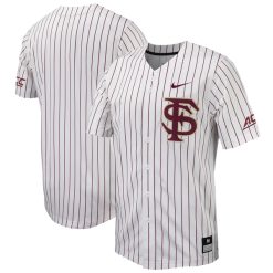 Florida State Seminoles Baseball White Pinstripe Full Button Jersey - All Stitched