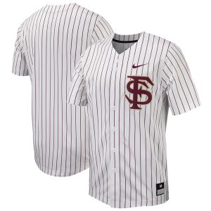 Florida State Seminoles Baseball White Pinstripe Full Button Jersey - All Stitched