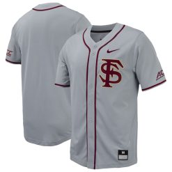 Florida State Seminoles Baseball Grey Full Button Jersey - All Stitched