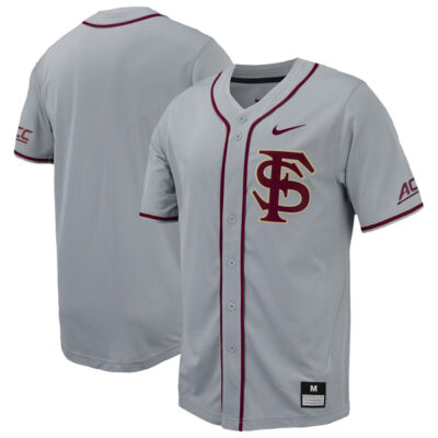 Florida State Seminoles Baseball Grey Full Button Jersey - All Stitched