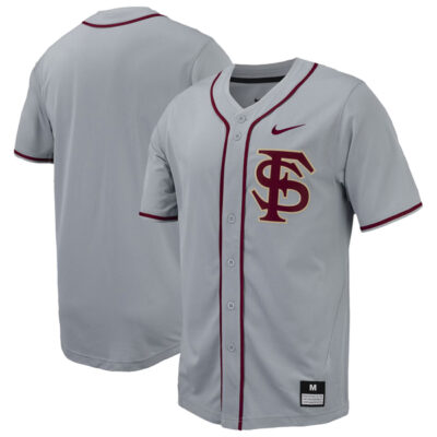 Florida State Seminoles Baseball Grey Full Button Jersey - All Stitched