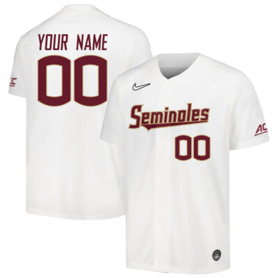 Custom Florida State Seminoles Baseball White Full Button Jersey - All Stitched
