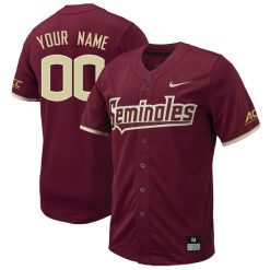 Custom Florida State Seminoles Baseball Garnet Full Button Jersey - All Stitched