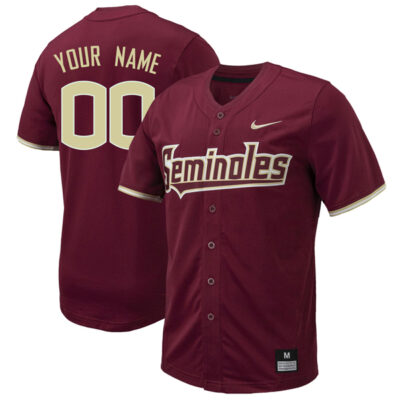 Custom Florida State Seminoles Baseball Garnet Full Button Jersey - All Stitched