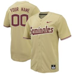 Custom Florida State Seminoles Baseball Gold Full Button Jersey - All Stitched