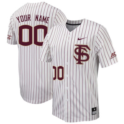Custom Florida State Seminoles Baseball White Pinstripe Full Button Jersey - All Stitched