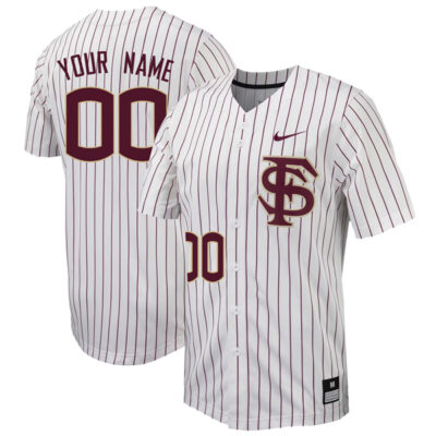 Custom Florida State Seminoles Baseball White Pinstripe Full Button Jersey - All Stitched