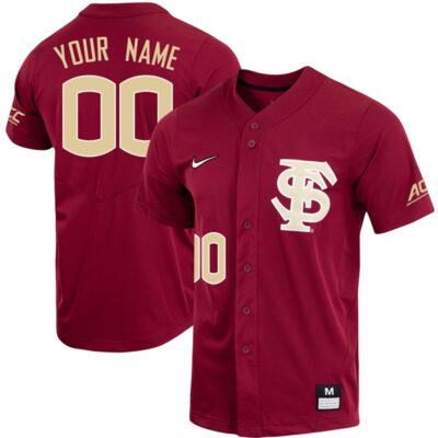 Custom Florida State Seminoles Baseball Garnet Full Button Jersey - All Stitched