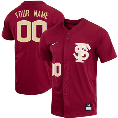 Custom Florida State Seminoles Baseball Garnet Full Button Jersey - All Stitched