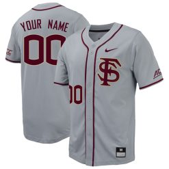 Custom Florida State Seminoles Baseball Grey Full Button Jersey - All Stitched