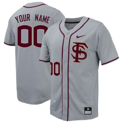 Custom Florida State Seminoles Baseball Grey Full Button Jersey - All Stitched