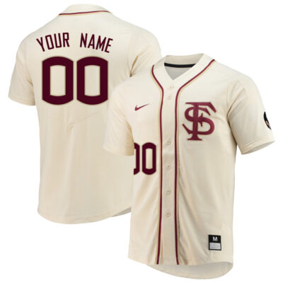 Custom Florida State Seminoles Baseball Natural Full Button Jersey - All Stitched