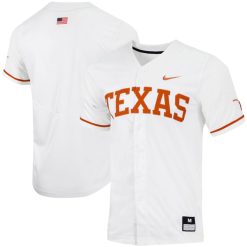 Texas Longhorns Baseball White Full Button Jersey - All Stitched