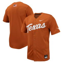 Texas Longhorns Baseball Texas Orange Full Button Jersey - All Stitched