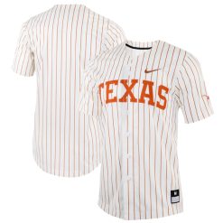 Texas Longhorns Baseball White Pinstripe Full Button Jersey - All Stitched