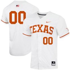 Custom Texas Longhorns Baseball White Full Button Jersey - All Stitched