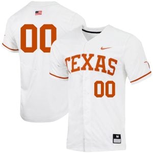 Custom Texas Longhorns Baseball White Full Button Jersey - All Stitched
