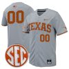 Custom Texas Longhorns Baseball Grey Full Button Jersey - All Stitched