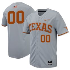 Custom Texas Longhorns Baseball Grey Full Button Jersey - All Stitched