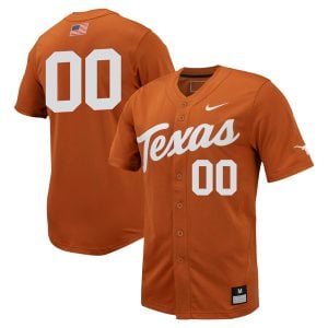 Custom Texas Longhorns Baseball Texas Orange Full Button Jersey - All Stitched