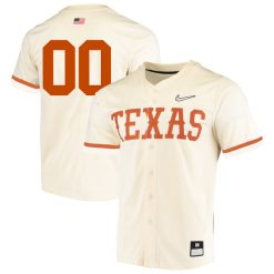 Custom Texas Longhorns Baseball Cream Full Button Jersey - All Stitched