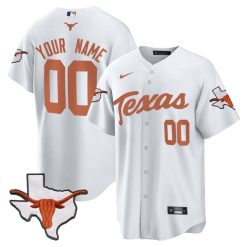 Custom Texas Longhorns Baseball White Jersey - All Stitched