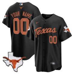 Custom Texas Longhorns Baseball Black Jersey - All Stitched