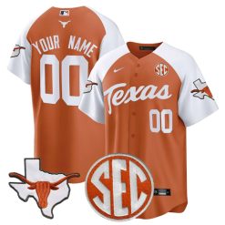 Custom Texas Longhorns Baseball Orange Inverted Jersey - All Stitched