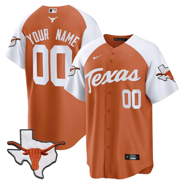 Custom Texas Longhorns Baseball Orange Inverted Jersey - All Stitched