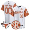 Custom Texas Longhorns Baseball White Orange Sleeve Jersey - All Stitched