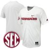 Arkansas Razorbacks Baseball White Full Button Jersey - All Stitched