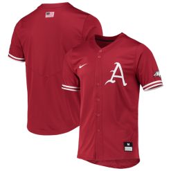 Arkansas Razorbacks Baseball Cardinal Full Button Jersey - All Stitched