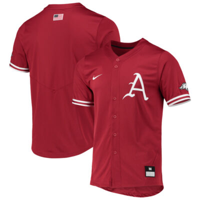 Arkansas Razorbacks Baseball Cardinal Full Button Jersey - All Stitched