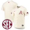 Arkansas Razorbacks Baseball Cream Full Button Jersey - All Stitched