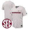 Arkansas Razorbacks Baseball White Pinstripe Full Button Jersey - All Stitched