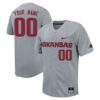 Custom Arkansas Razorbacks Baseball Grey Full Button Jersey - All Stitched