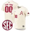 Custom Arkansas Razorbacks Baseball Cream Full Button Jersey - All Stitched