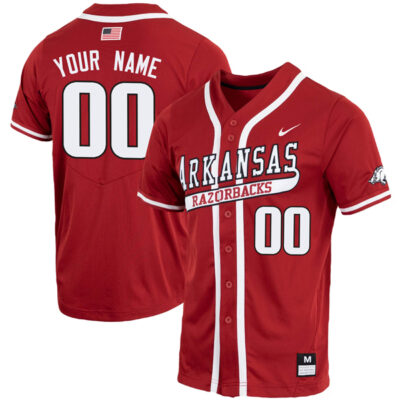 Custom Arkansas Razorbacks Baseball Cardinal Jersey - All Stitched